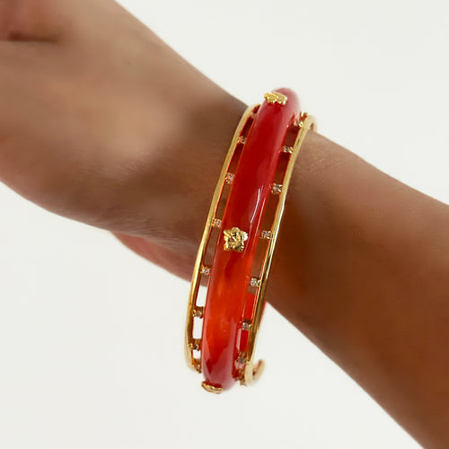 Koharu Garden Crystal bangle with frame (Festive Edition)